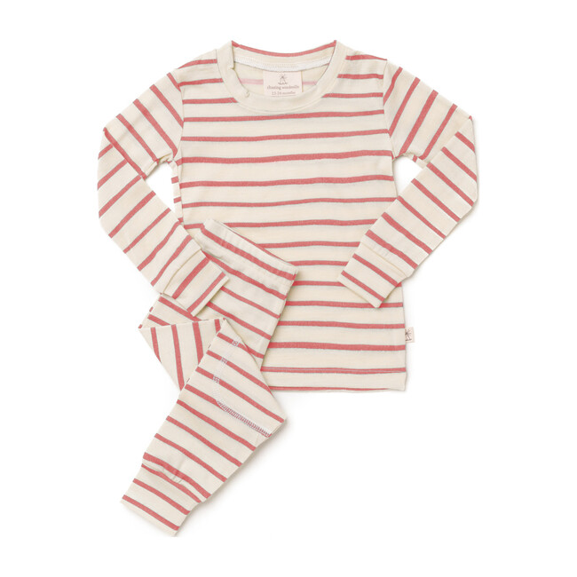 Merino Wool Long Johns, Rosebud Stripe Chasing Windmills Sleepwear