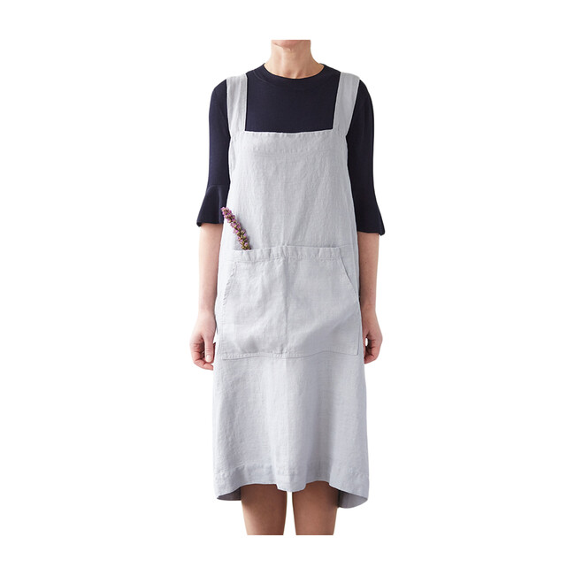 Adult Linen Pinafore Apron, Light Grey
