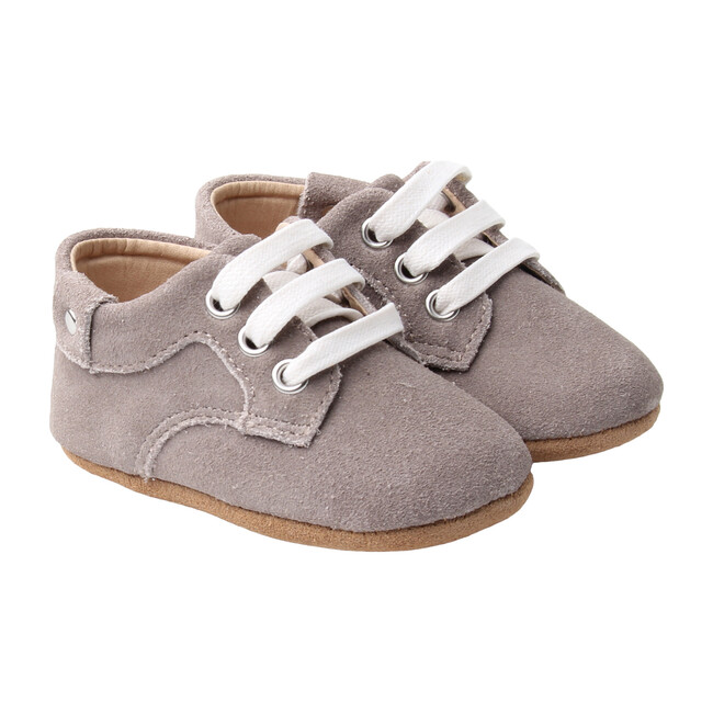 Leather Baby Boy Shoes, Grey - Booties - 1