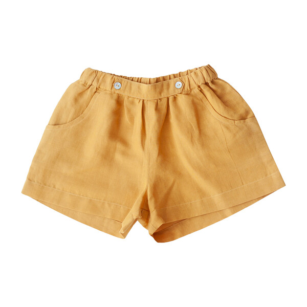 Linen Begonia Shorts, Mustard - Lali Shorts | Maisonette