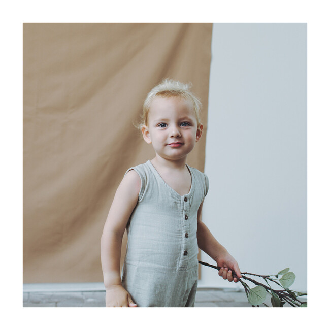 Gauze Bubble Romper, Sage - Rompers - 3