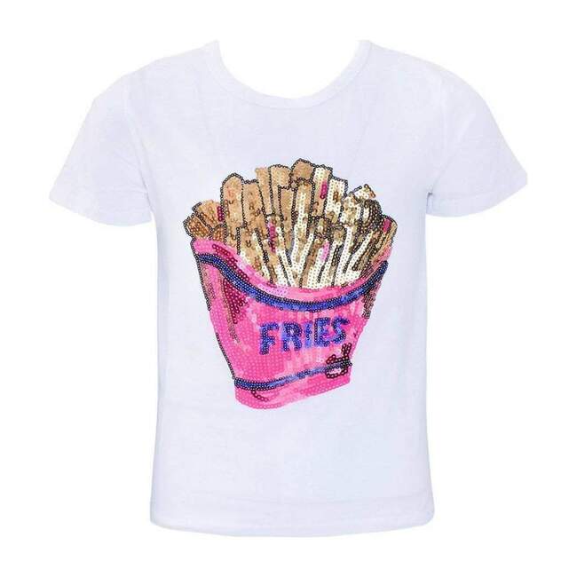 I love French Fries Sequin T-Shirt, White