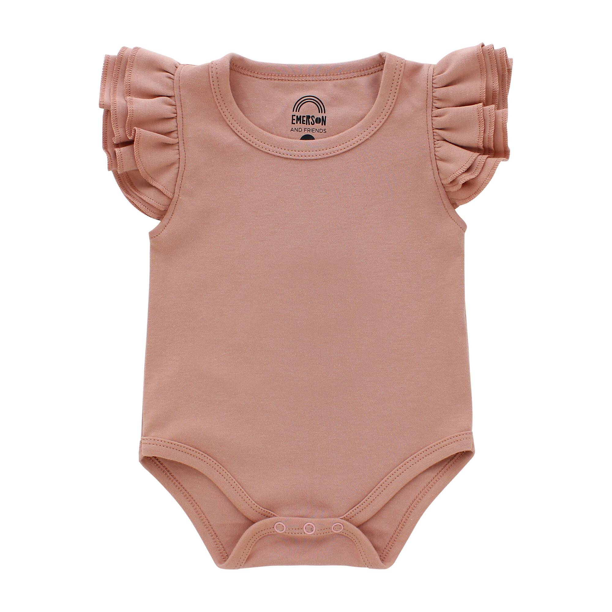 Flutter Sleeve Onesie, Dusty Rose Baby Girl Clothing Rompers