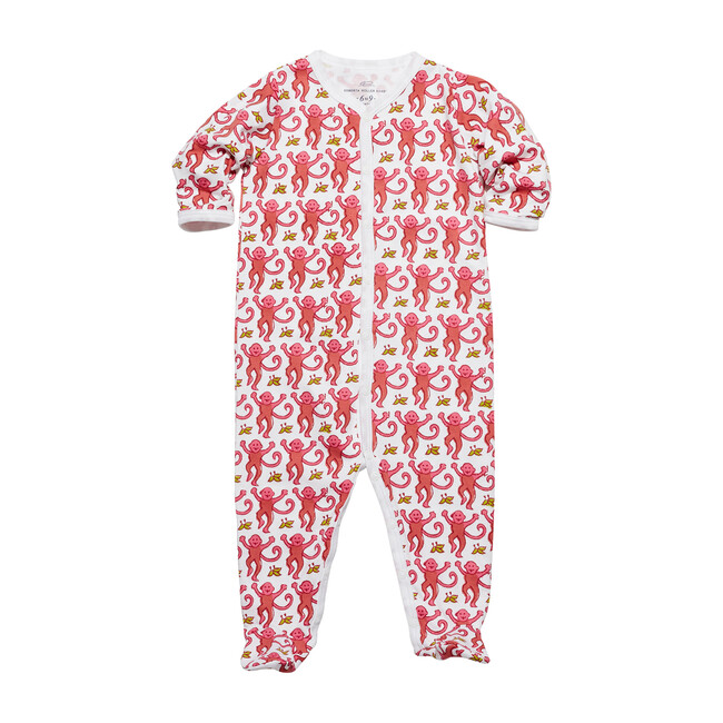 Monkey Footie Pajamas, Pink - Roller Rabbit Rompers | Maisonette