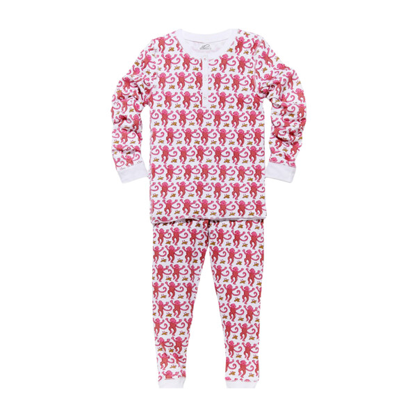 Kids Monkey Pajamas, Pink - Kids Girl Clothing Sleepwear - Maisonette