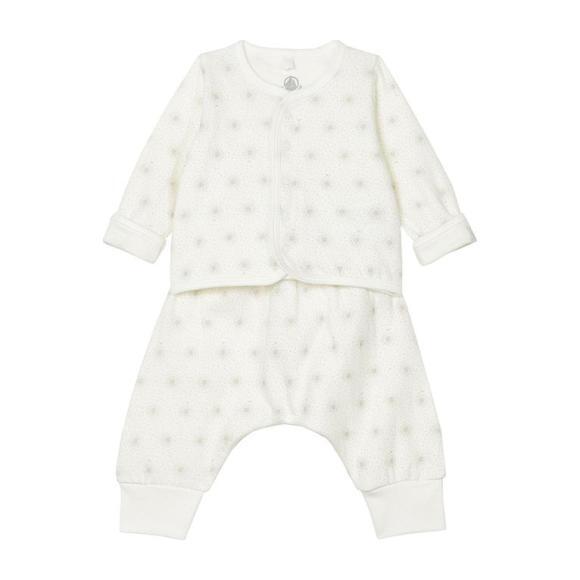 Baby Two Piece Set, White With Starburst Print - Pajamas - 3