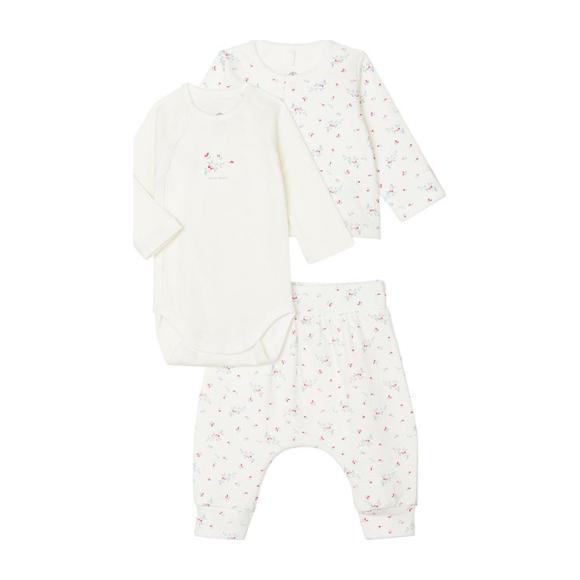 Baby Three PIece Set, Pink And Blue Floral Print - Onesies - 1
