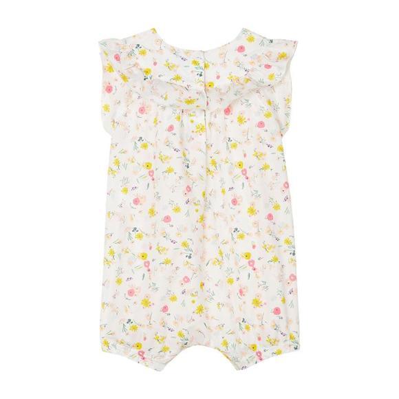 Baby Ruffle Romper, Yellow Floral Print - Rompers - 2