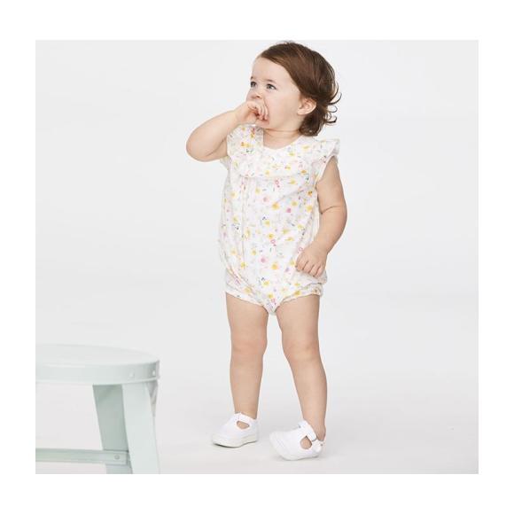Baby Ruffle Romper, Yellow Floral Print - Rompers - 3