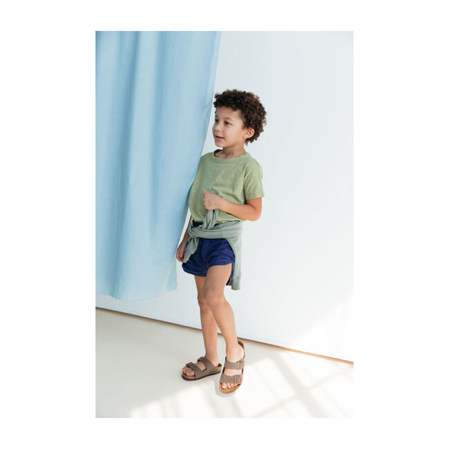 Linen Track Shorts, Marine