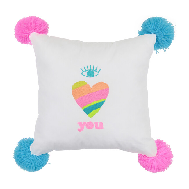 I Love U Pillow, Ecru Cham - Decorative Pillows - 1