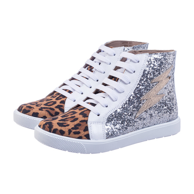 *Exclusive* Rockstar Sneaker, Silver Glitter & Leopard - Elephantito ...