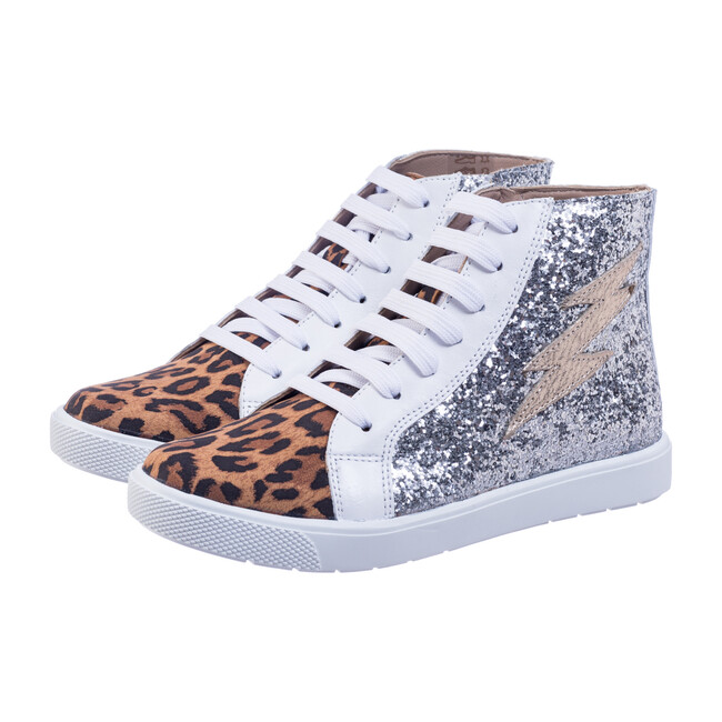 *Exclusive* Rockstar Sneaker, Silver Glitter & Leopard