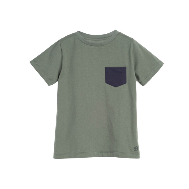 Avery Contrast Pocket Tee, Dusty Olive - Shirts - 1