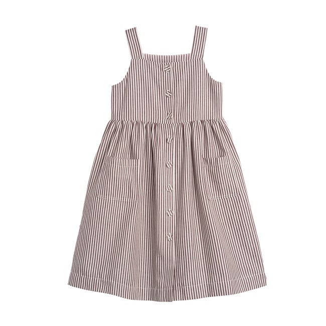 Olympia Button Front Dress, Mocha Stripe