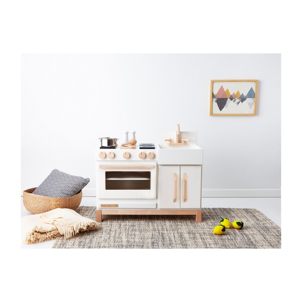 grey wooden play kitchen