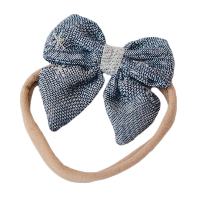 Baby Bow Headband, Chambray Stars