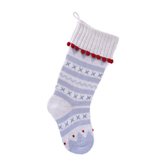 X-Stitched Stocking, Grey/White