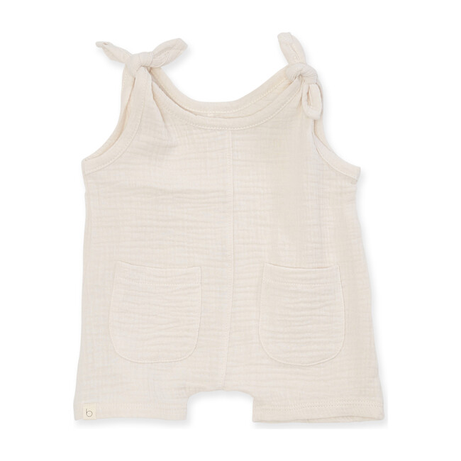Gauze Self Tie Romper, Natural - Rompers - 1