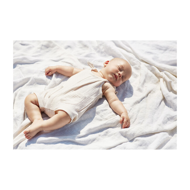 Gauze Self Tie Romper, Natural - Rompers - 3