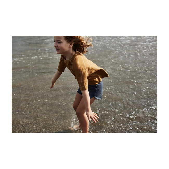 Oversized Boxy Top, Ochre Stripe - Shirts - 3