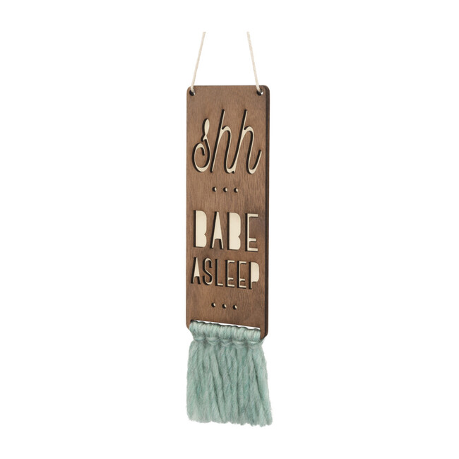 Babe Asleep Sign, Walnut/Turquoise