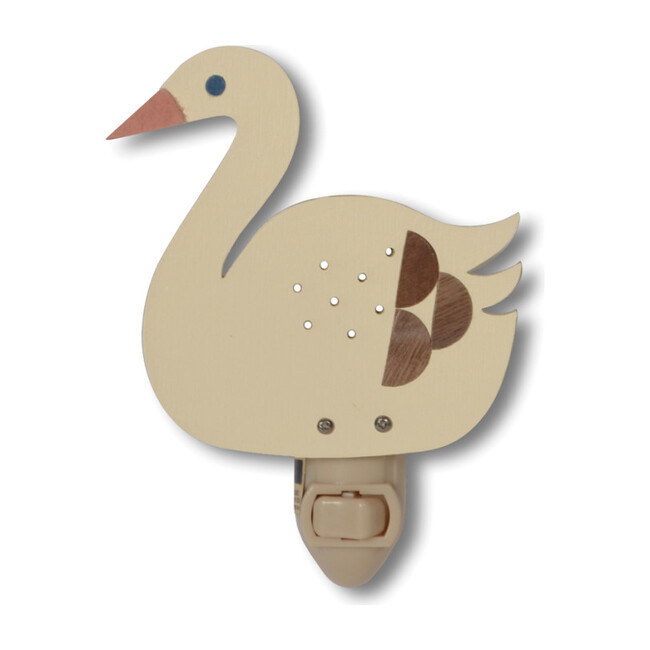 Handpainted Plug-In Nightlight, White Swan
