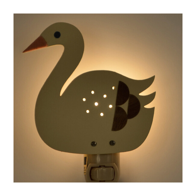 Handpainted Plug-In Nightlight, White Swan