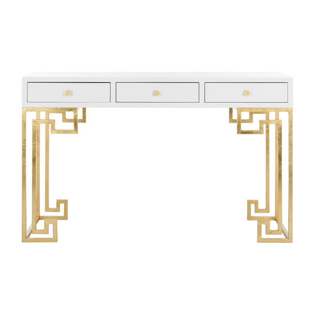 Valeria Writing Desk, White/Gold