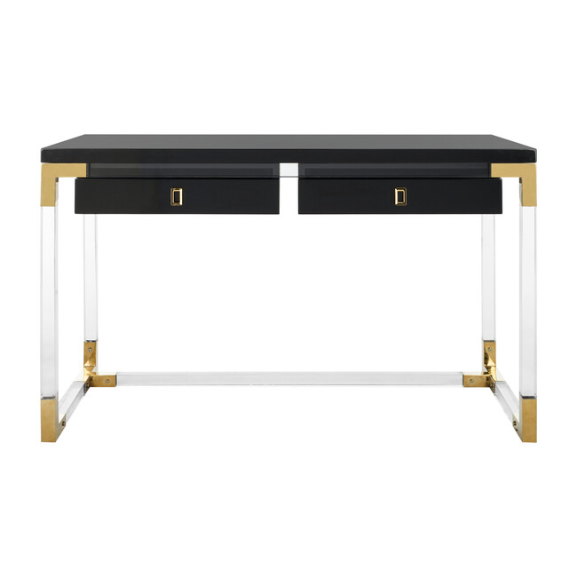 Dariela Acrylic Desk, Black/Gold
