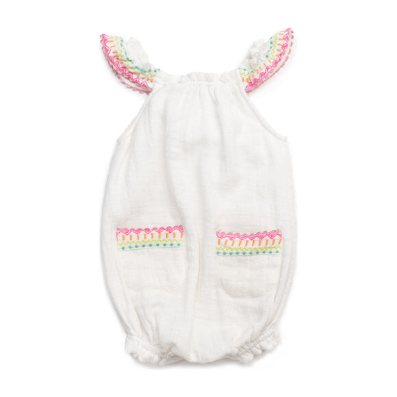 Kiera Embroidered Romper, White