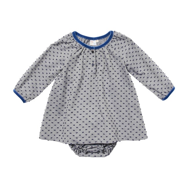 Elizabeth Baby Dress, Navy Swiss Dot