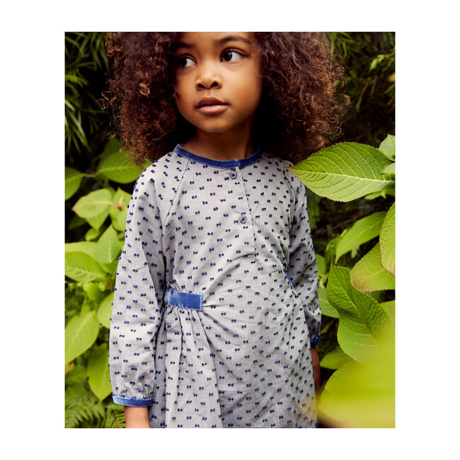 Elizabeth Dress, Navy Swiss Dot