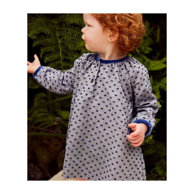Elizabeth Baby Dress, Navy Swiss Dot
