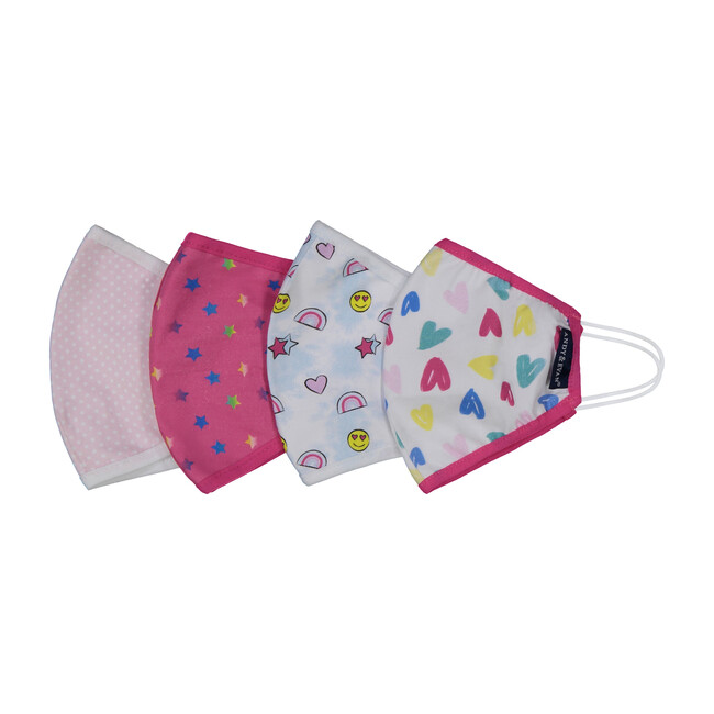 Girls 4-Pack Child Face Masks, Pink Prints - Face Masks - 1