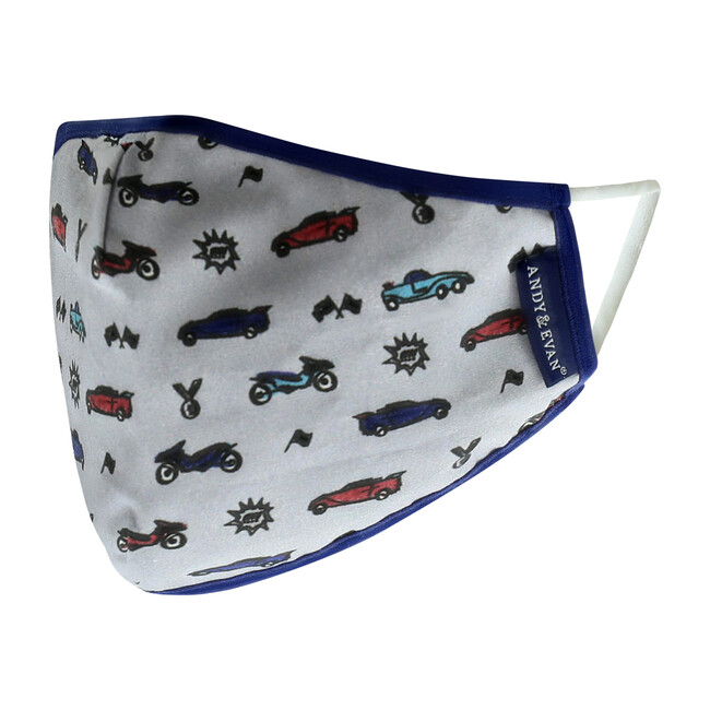 Boys 4-Pack Child Face Masks, Navy Prints