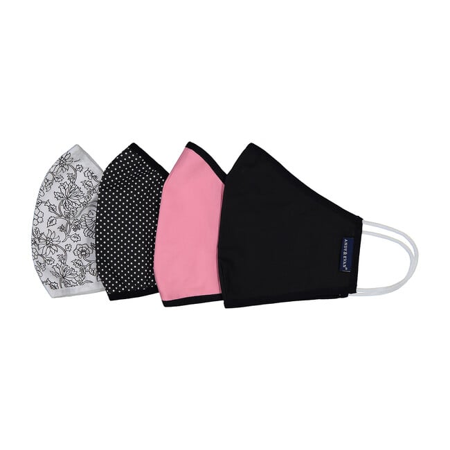 Womens 4-Pack Face Masks, Black