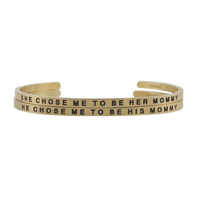Women's "They Chose Me to Be Their Mommy" Bracelet, Gold