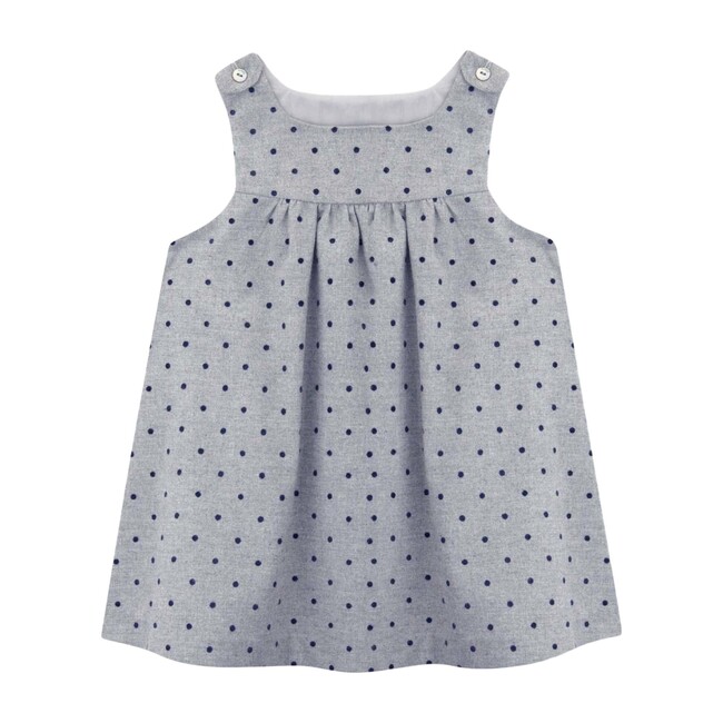 Loretta Baby Pinafore Dress, Grey Dot