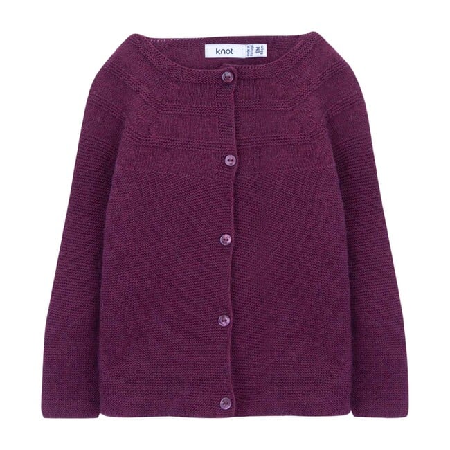 Antoinette Baby Knitted Cardigan, Tawny Port Bordeaux