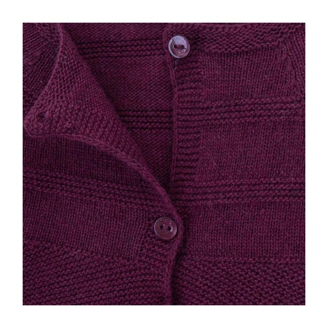 Antoinette Baby Knitted Cardigan, Tawny Port Bordeaux