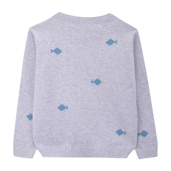 Fish Sweater, Grey Kids Boy Clothing Tops