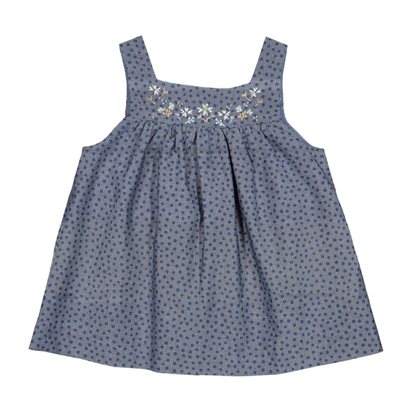 Pinafore Dress, Navy Dots