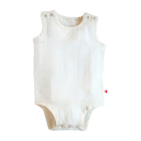 100% GOTS-Certified Organic Cotton Sleeveless Bodysuit, Pearl