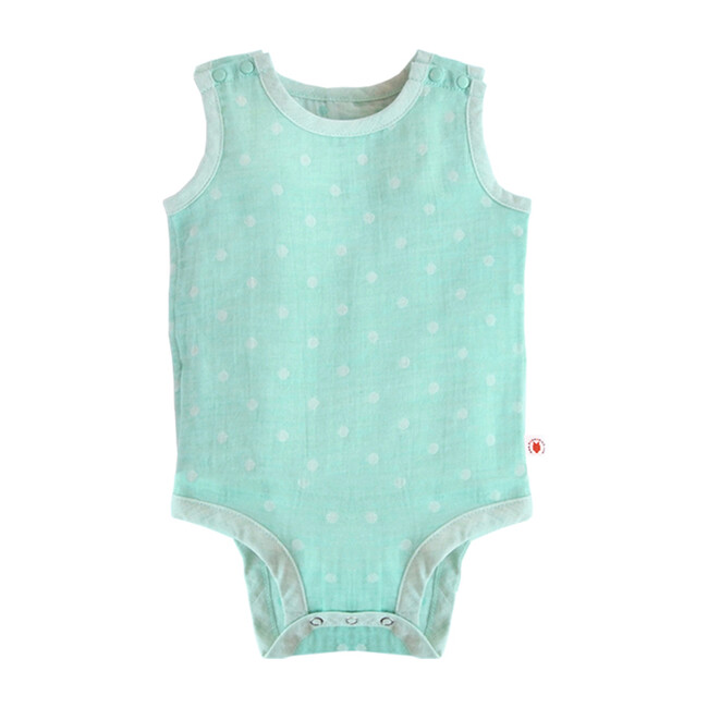 100% GOTS-Certified Organic Cotton Sleeveless Bodysuit, Mint - Onesies - 1