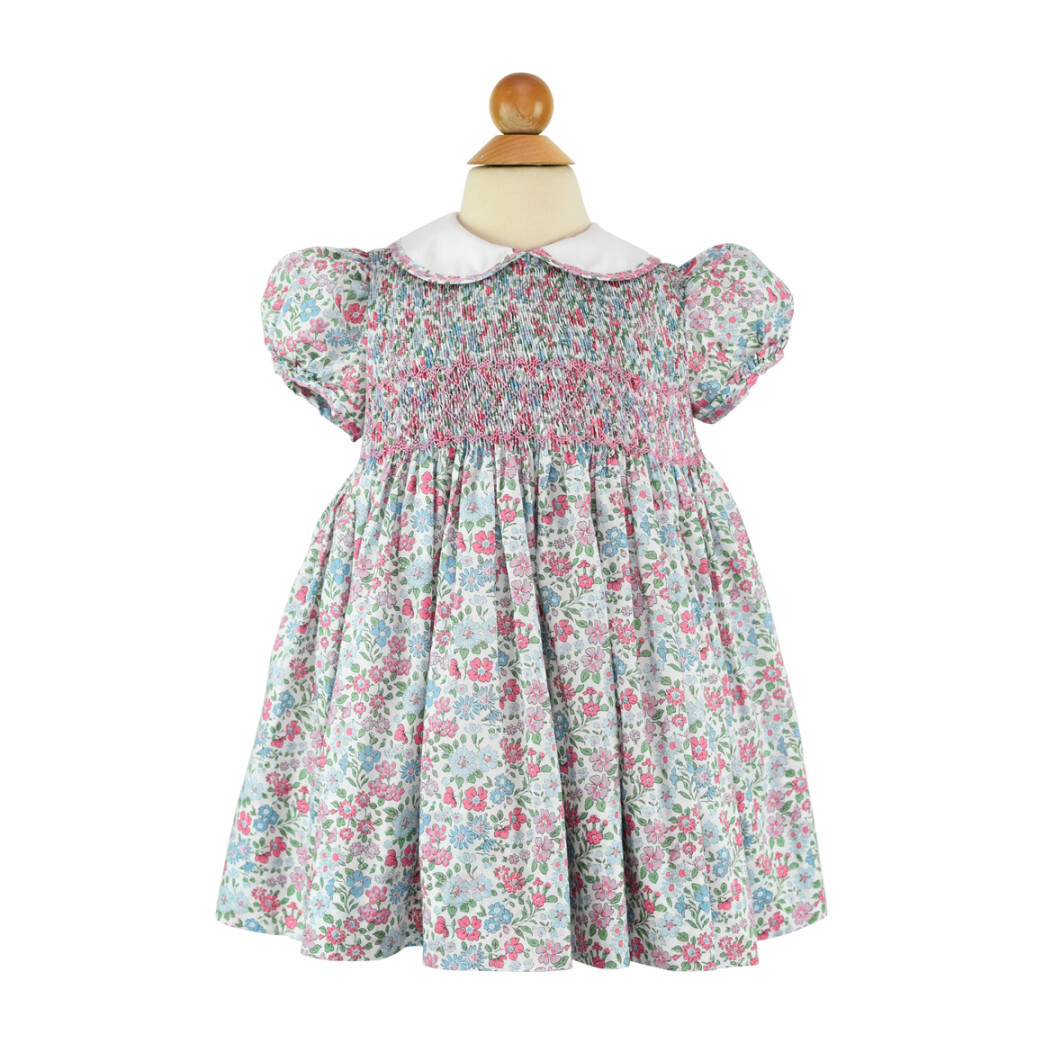 Smocked Frock Dress, Liberty Flowers - Kids Girl Clothing Dresses ...