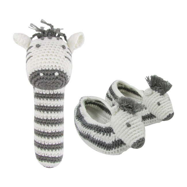 Crochet Zebra Rattle & Booties - Booties - 1