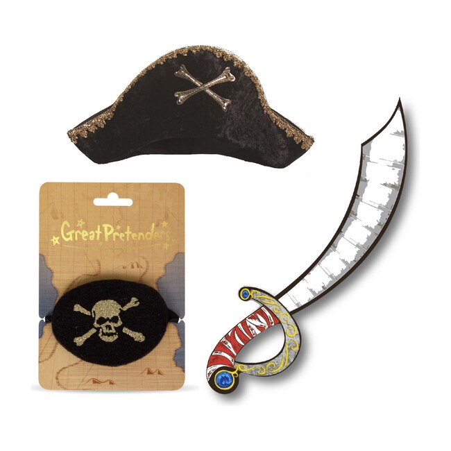 Captain Hook Hat, Pirate Sword and Eye Patch - Costume Accessories - 1