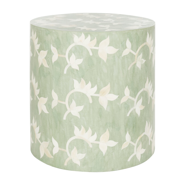 Odelia Bone Inlay Stool, Green - Accent Tables - 1