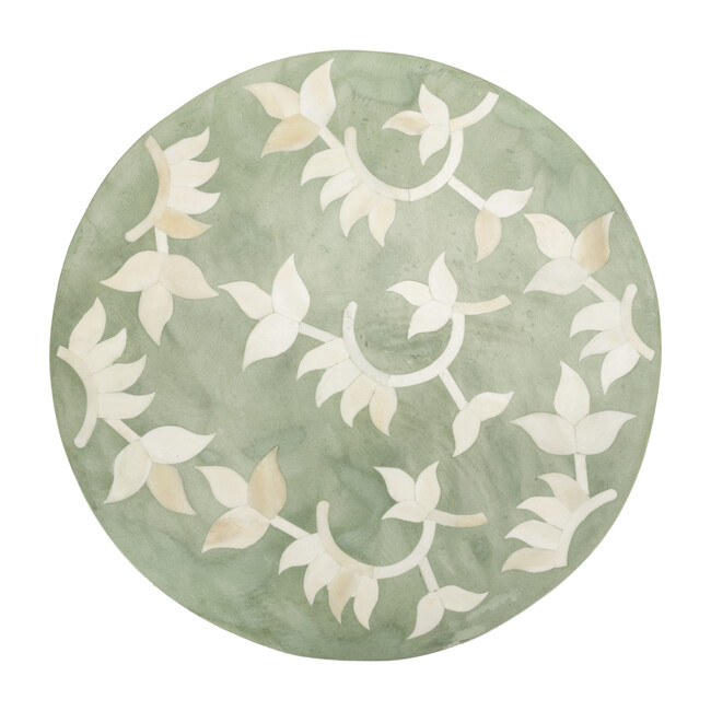 Odelia Bone Inlay Stool, Green - Accent Tables - 5